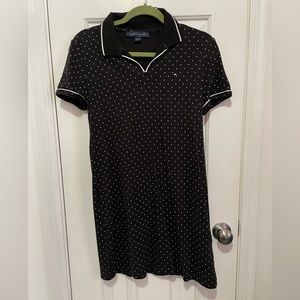 Tommy Hilfiger Black Shirt Dress with White Polka Dots.